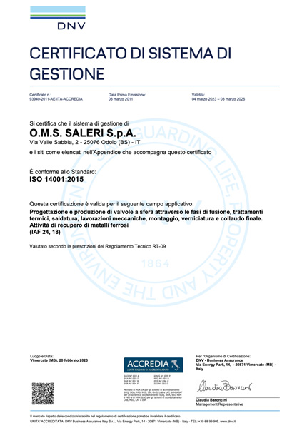 Certificate ISO 14001